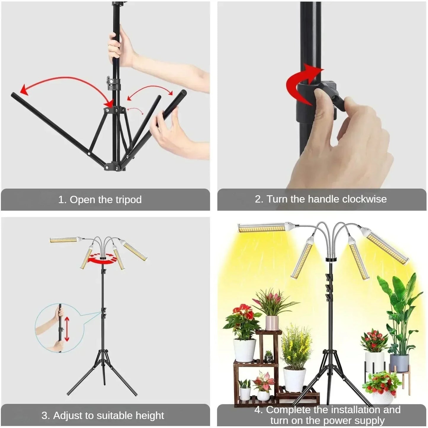 Grow Lights for Indoor Plants,Lxyoug Full Spectrum with 60" Extendable Tripod Stand,420 Leds 1/4-Heads Floor Plant Grow Lamp