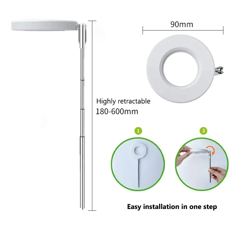 LED Indoor Angel Ring Plant Growth Light 2/4/8H On/Off Timer USB 5V Retractable Height Full Spectrum Simulated Sunlight Plant